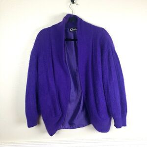 Women's Vintage Cavalini Purple Dyed Angora Rabbit Lambs  Wool Nylon Jacket SM